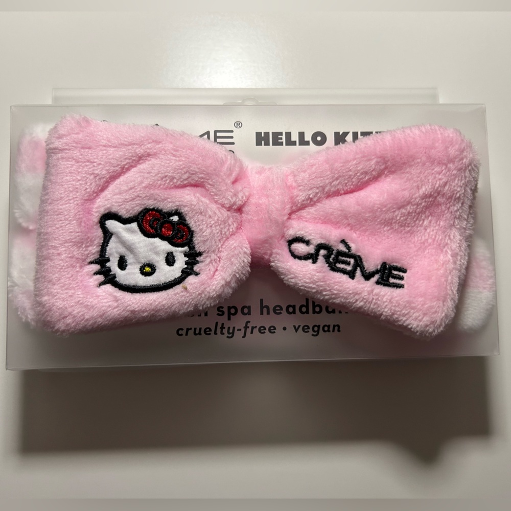 The Crème Shop / Hello Kitty / Plush Spa Headband / PINK STRIPE